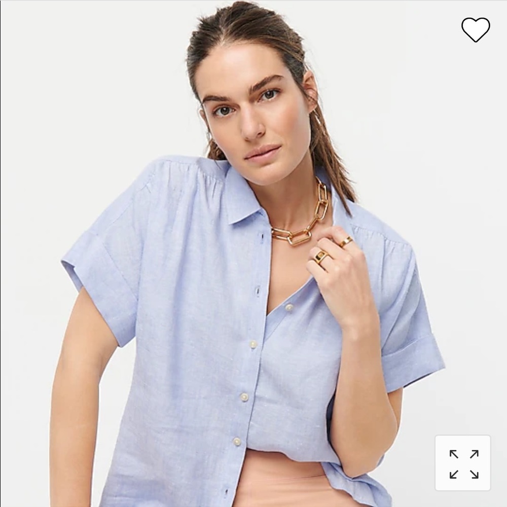 JCREW relaxed fit short sleeve linen shirt in Blue